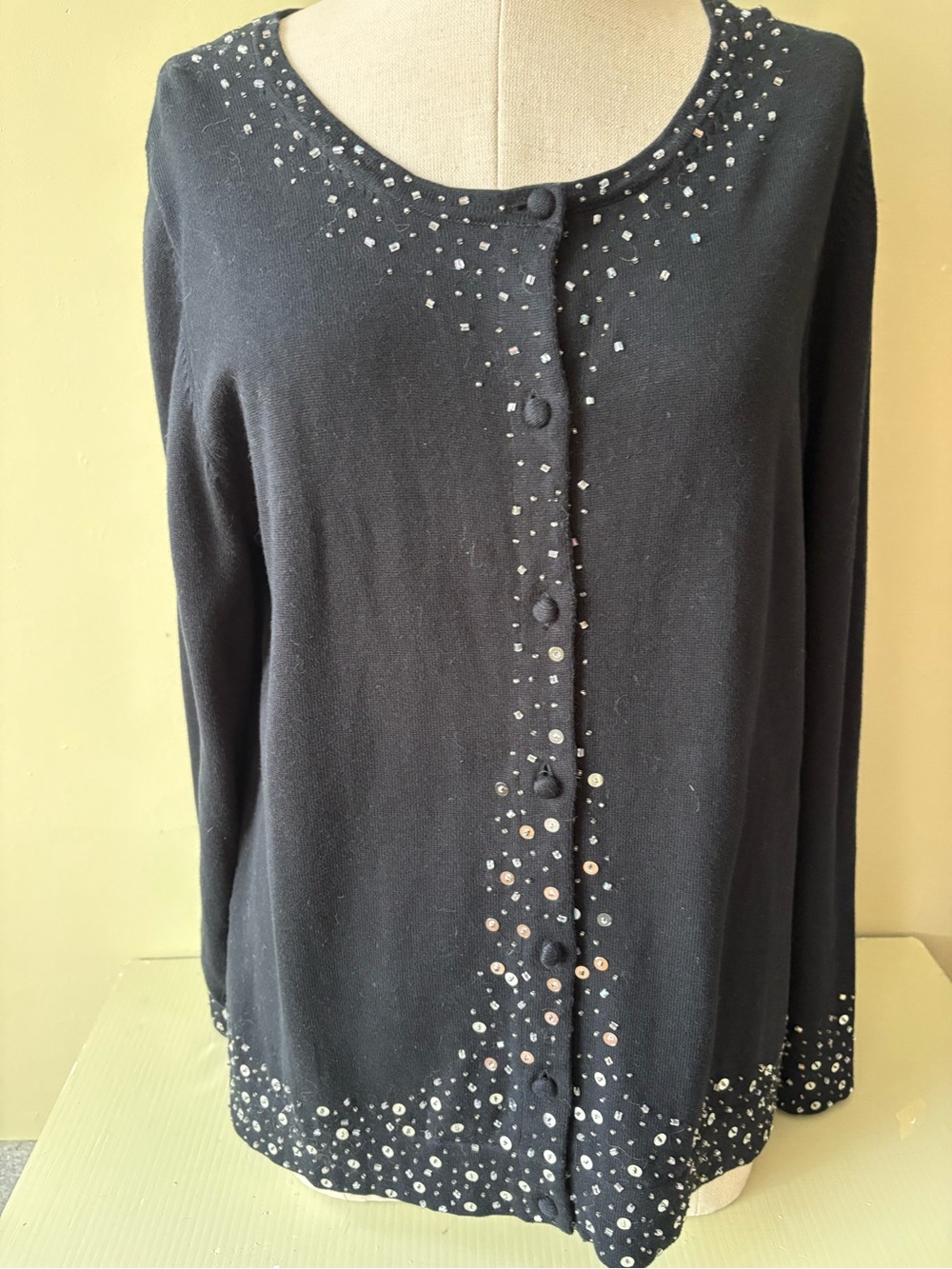PARAGON Black Embellished Button-Front Women's Top Sz XL